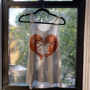 Cute Heart & Fox Razer Back Tshirt